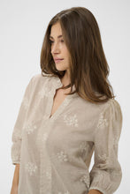 Load image into Gallery viewer, Cream - CRKorey Blouse - Brown White Stripe colour side shot
