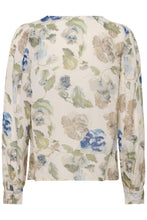 Load image into Gallery viewer, Cream - Lucia Blouse - Hailey Print with Blue colour back shot
