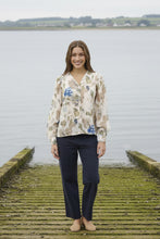 Load image into Gallery viewer, Cream - Lucia Blouse - Hailey Print with Blue colour front shot
