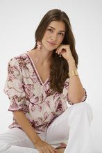 Load image into Gallery viewer, Cream - Tiah Boho Blouse - Pink Flower colour front shot
