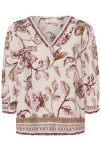 Load image into Gallery viewer, Cream - Tiah Boho Blouse - Pink Flower colour front shot
