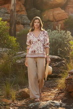 Load image into Gallery viewer, Cream - Tiah Boho Blouse - Pink Flower colour front shot
