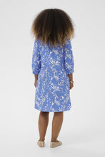 Load image into Gallery viewer, Cream - Tiah Short Dress - Blue Toile colour back shot
