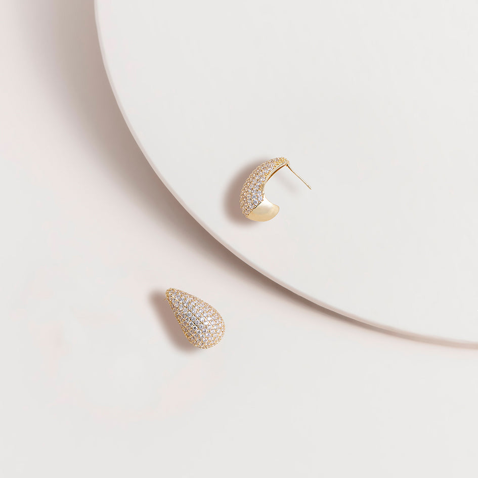 Crystal Droplet Post Earrings in Gold colour by Super Amazing