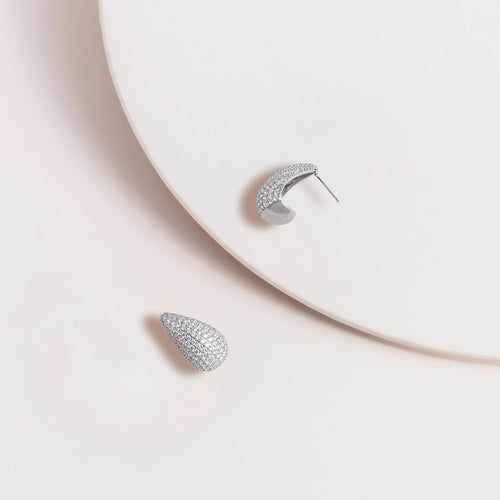 Crystal Droplet Post Earrings in Silver colour by Super Amazing