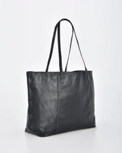 Load image into Gallery viewer, Elara - Metallic Leather Hobo - Black colour side shot
