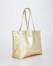Load image into Gallery viewer, Elara - Metallic Leather Hobo - Champagne colour side shot
