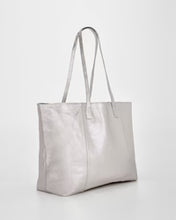 Load image into Gallery viewer, Elara - Metallic Leather Hobo - Silver colour side shot
