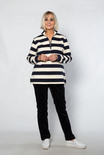 Load image into Gallery viewer, Equinox - Block Stripe Cotton Rugby Top - Navy/ Ivory colour front shot
