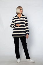 Load image into Gallery viewer, Equinox - Block Stripe Cotton Rugby Top - Navy/ Ivory colour side shot
