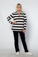 Load image into Gallery viewer, Equinox - Block Stripe Cotton Rugby Top - Navy/ Ivory colour front shot
