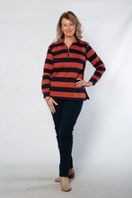 Load image into Gallery viewer, Equinox - Block Stripe Cotton Rugby Top - Rust/ Navy colour front shot
