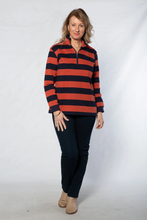 Load image into Gallery viewer, Equinox - Block Stripe Cotton Rugby Top - Rust/ Navy colour front shot
