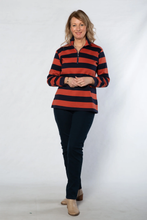 Load image into Gallery viewer, Equinox - Block Stripe Cotton Rugby Top - Rust/ Navy colour front shot

