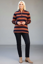 Load image into Gallery viewer, Equinox - Block Stripe Cotton Rugby Top - Rust/ Navy colour front shot
