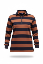 Load image into Gallery viewer, Equinox - Block Stripe Cotton Rugby Top - Rust/ Navy colour front shot
