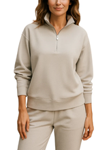 Load image into Gallery viewer, Equinox - Casual Half Zip Leisure Sweater - Natural colour front shot
