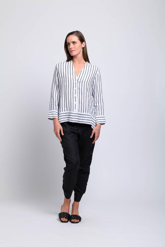 Foil - Artful Ease Shirt in White Stripe colour front shot