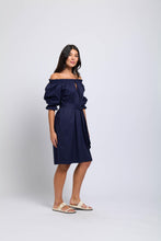 Load image into Gallery viewer, Foil - Eye Candy Dress - Midnight colour side shot 
