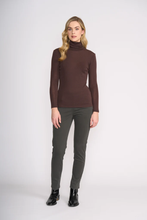 Load image into Gallery viewer, Foil - Fine Merino Polo Neck Top - Ristretto colour front shot
