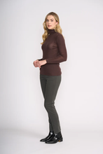 Load image into Gallery viewer, Foil - Fine Merino Polo Neck Top - Ristretto colour side shot
