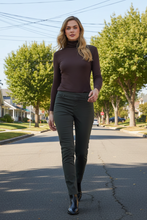 Load image into Gallery viewer, Foil - Fine Merino Polo Neck Top - Ristretto colour front shot
