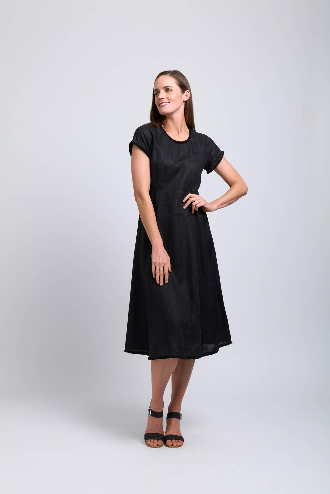 Foil - Fringe Event Dress in Black colour front shot