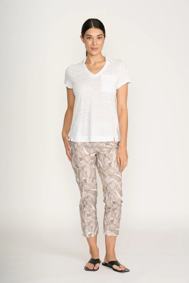 Foil - Fuss Free Capri Printed Pant - Canopy colour front shot