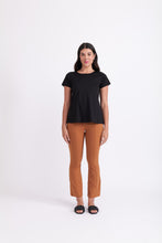 Load image into Gallery viewer, Foil - Natural Flare Top in Black colour front shot
