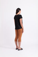 Load image into Gallery viewer, Foil - Natural Flare Top in Black colour side back shot
