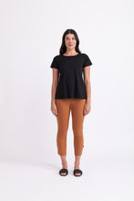 Load image into Gallery viewer, Foil - Natural Flare Top in Black colour front shot
