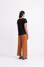 Load image into Gallery viewer, Foil - Natural Flare Top in Black colour side back shot
