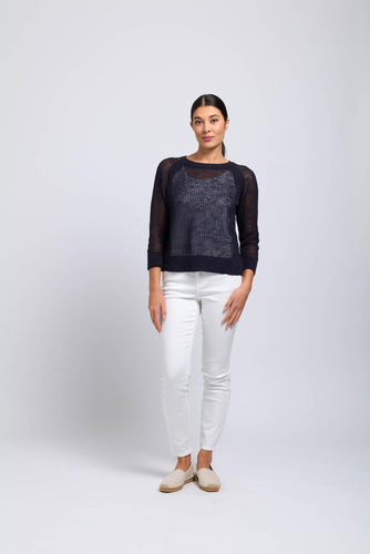 Foil - On The Deck Sweater in True Navy colour front shot