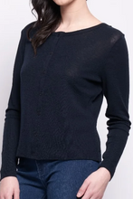 Load image into Gallery viewer, Foil - Time Wool Tell Cardigan - True Navy colour side closed up shot
