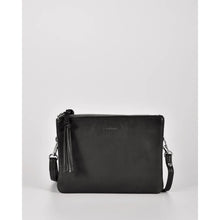 Load image into Gallery viewer, Fulton Soft Leather Double Pouch Crossbody Bag -Black colour front shot
