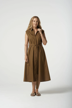 Load image into Gallery viewer, Goondiwindi Cotton - A Line Sleeveless Shirt Dress - Otter olour front shot
