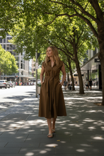 Load image into Gallery viewer, Goondiwindi Cotton - A Line Sleeveless Shirt Dress - Otter olour front shot
