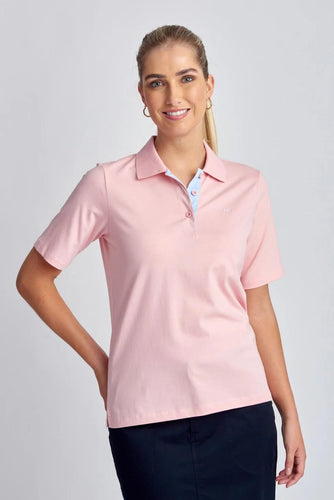 Goondiwindi Cotton - Cotton Jersey Classic Polo in Tickle Pink colour front shot
