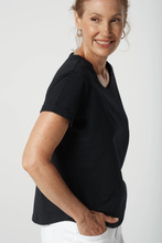 Load image into Gallery viewer, Goondiwindi Cotton - Cotton Roll Cuff Tee - Navy colour side shot
