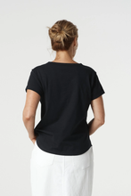 Load image into Gallery viewer, Goondiwindi Cotton - Cotton Roll Cuff Tee - Navy colour back shot
