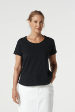 Load image into Gallery viewer, Goondiwindi Cotton - Cotton Roll Cuff Tee - Navy colour front shot

