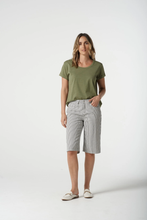 Load image into Gallery viewer, Goondiwindi Cotton - Cotton Roll Cuff Tee - Sage Green color front shot
