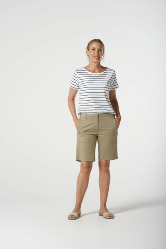 Goondiwindi Cotton - Cotton Spandex Walking Shorts - Beige colour front shot