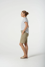 Load image into Gallery viewer, Goondiwindi Cotton - Cotton Spandex Walking Shorts - Beige colour side shot
