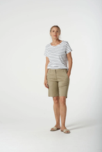 Load image into Gallery viewer, Goondiwindi Cotton - Cotton Spandex Walking Shorts - Beige colour front shot
