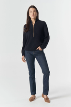 Load image into Gallery viewer, Goondiwindi Cotton - Jillaroo ½ Zip Merino Cotton Jumper - Navy colour front shot
