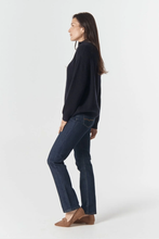 Load image into Gallery viewer, Goondiwindi Cotton - Jillaroo ½ Zip Merino Cotton Jumper - Navy colour side shot
