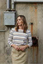 Load image into Gallery viewer, Goondiwindi Cotton - Multi Stripe Cotton Tee - Otter colour front shot
