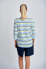 Load image into Gallery viewer, Goondiwindi Cotton - Multi Stripe Raglan Tee in Kelly Green Combo colour back shot
