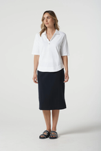 Load image into Gallery viewer, Goondiwindi Cotton - Pima Cotton 3/4 Sleeve Polo - White colour front shot
